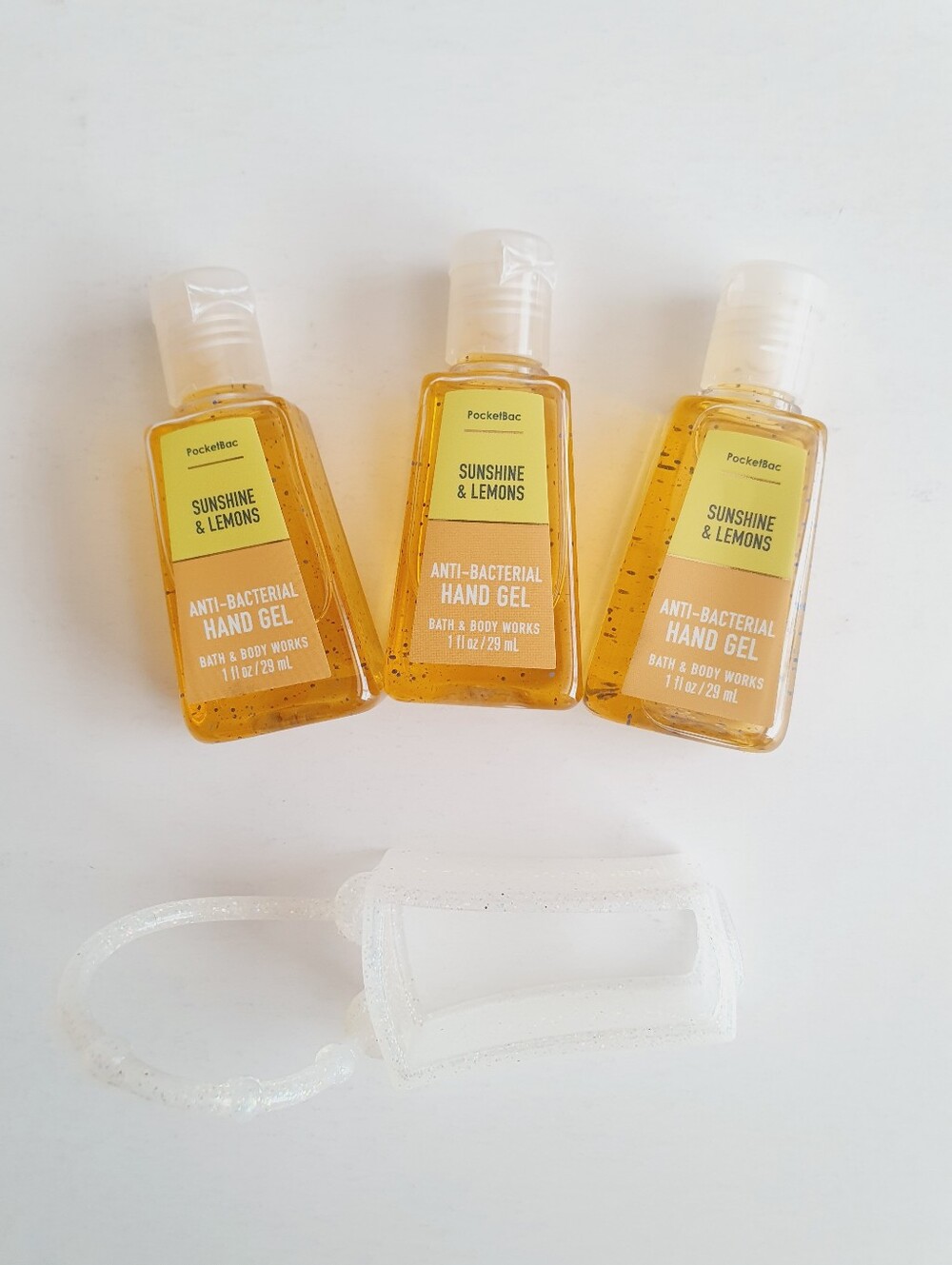 Bath & Body Works Sunshine & Lemons 1 oz Hand Gel & Holder 4 Pc Set